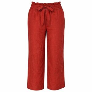Boho Casual Lightweight Linen Blend Red Tie Waist Pants - Red 4